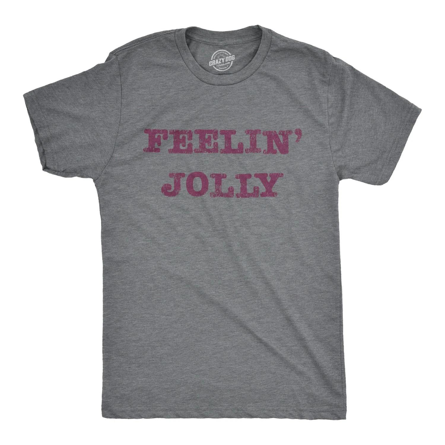 Mens Feelin Jolly T Shirt Funny Christmas Spirit Tee XL