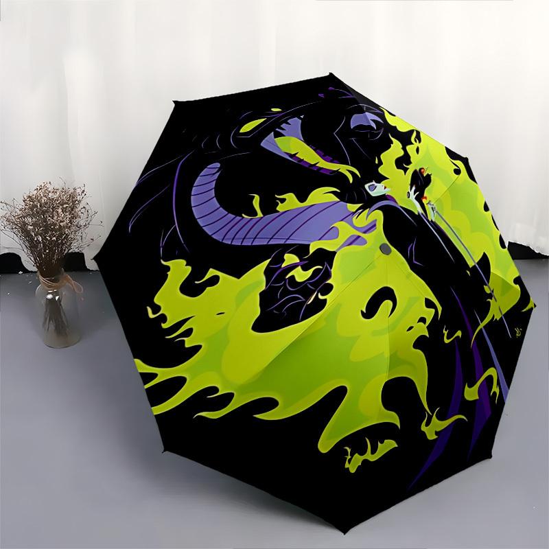 Maleficent, Sorcery Themed Automatic Opening and Closing Umbrella, Brightly Colored 8-rib Portable Umbrella, Suitable for Men and Women, A Perfect Gif