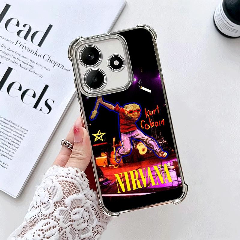 Retro Singer Kurt Cobain Soft Phone Case For Xiaomi Redmi Note 14 15 Pro Plus 13 12 11S 11T 5G 10 9S 9 Plating Anti-Fall Fundas