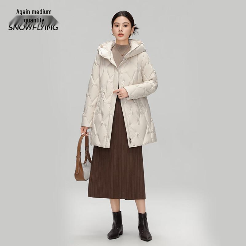 Xuezf Women's Mid-Length Hooded Duck Down Jacket