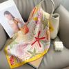 Conch Starfish Print Scarf Sea Star Shell Silk Scarf Retro Satin Hijab  Waist Scarf