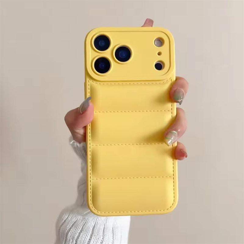Luxury Down Jacket Silicone Shockproof Case For iPhone 17 Air 16 E 15 Plus 14 13 12 11 Pro Max Winter Colorful Soft Puffer Cover