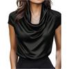 Stylish Women's Short,sleeved Top With A Draped Neckline, Casual And Versatile.