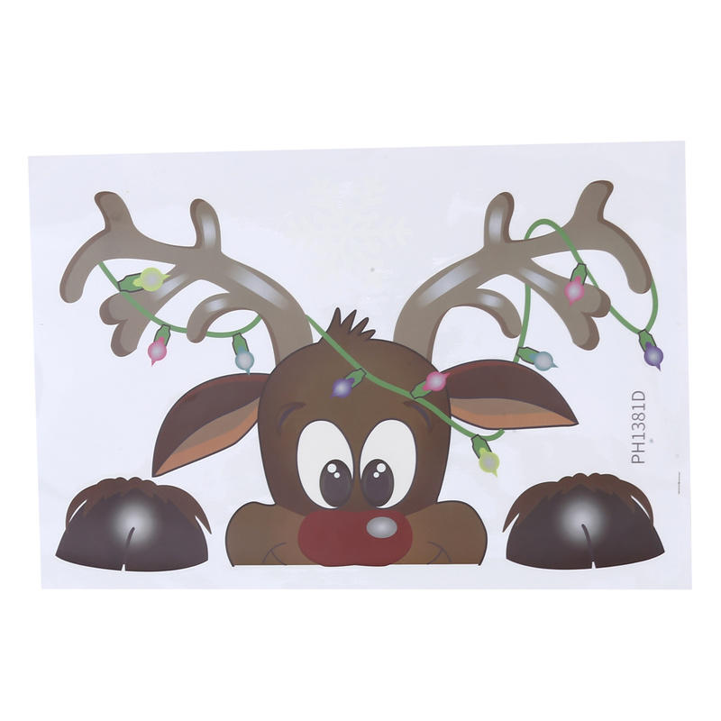 

Cute Reusable Christmas Window Clings Double Sided Self Adhesive Santa Snowman Elk Window Wall Glass Stickers One Size