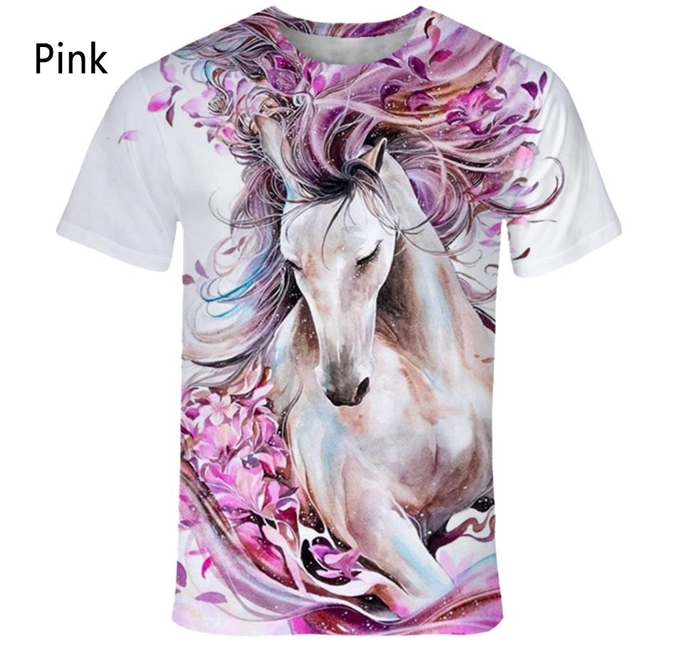 Neues Mode Tier Pferd 3D Gedrucktes T-Shirt Herren und Damen Sommer Lässig Kurzärmelig Harajuku Street Shirt Tops