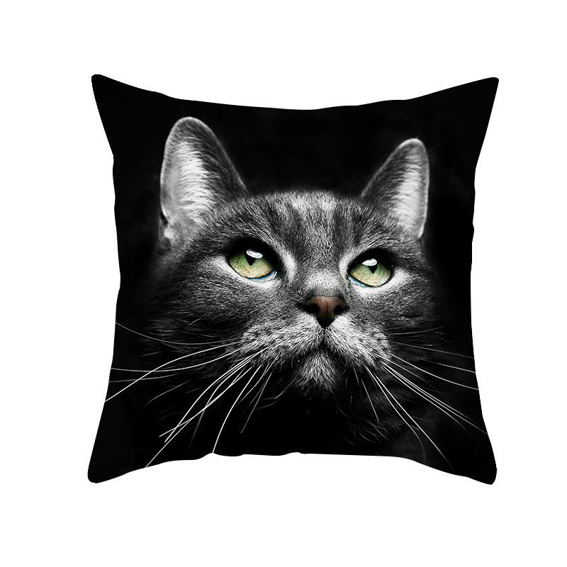 Cartoon Black Cat Print Peach Skin Animal Pillow Case Home Pillow Case