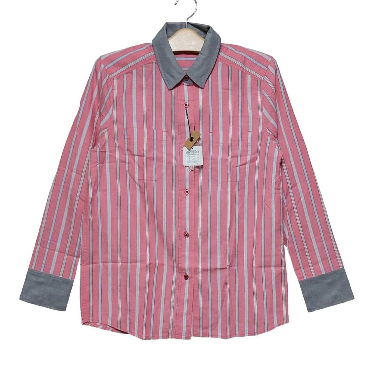 List price 9900! New with tag! moussy Mousy/Border & Striped Pattern Loose Silhouette Bicolor Long Sleeve Long Shirt 2 Pink