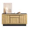 140*40*60cm Living Room Chest, Sideboard With 4 Doors, 1 Drawer, Dining Room Cabinet, Handleless Compartments, Sofa Side Cabinet, Wood Color + Black