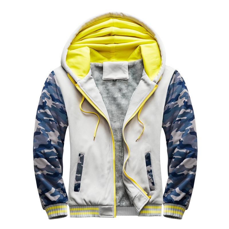 Mens Sweatshirt Hooded Autumn and Winter Men's Baseball Clothing Padded and Thickened Men's Jacket Warmth