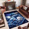 Teddy Bear Theme Crystal Velvet Rug Personalized Custom Name Text Soft Floor Mat Home Decor