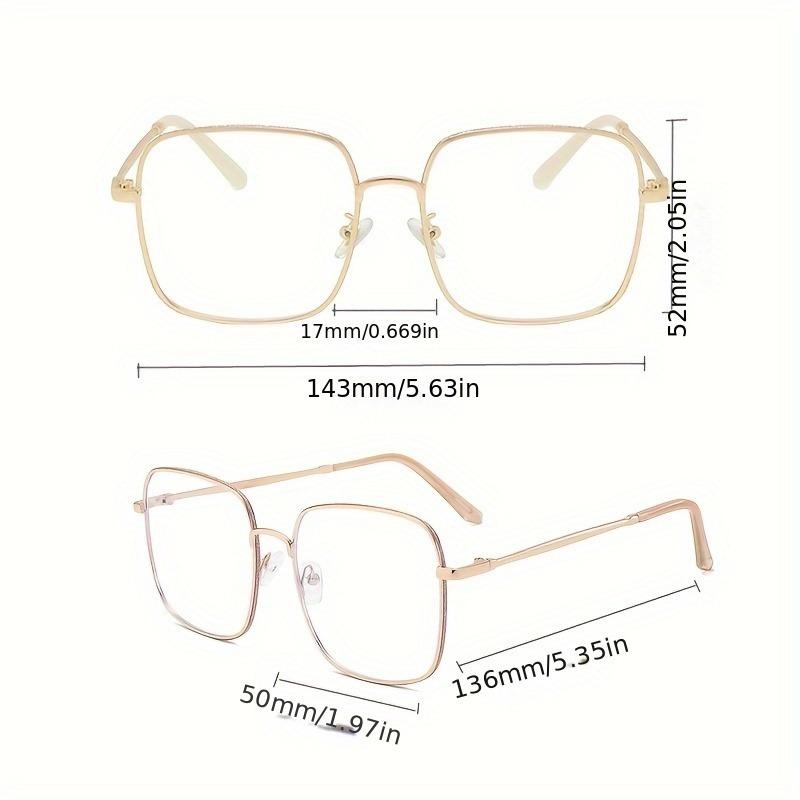 2PCS Women's Plain Glasses with Large Frame Square High-definition Flat Lens Metal Frame Trendy and Fashionable Glasses
