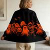 Women's Halloween Print Long Sleeve Button Down Shirt Casual Blouse