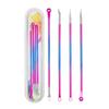 Colored 4-Piece Stainless Steel Double-Ended Acne & Blackhead Needle Set