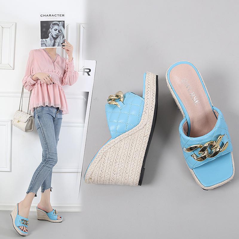Fashion Peep toe Sandals Women Summer Shoes Fashion Platform Shoes Elegant Ladies Sandals Wedge Heel 10cm Yellow Black Pink A4199