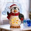 Lighted Christmas Decoration Vintage Resin Snowman/Santa/Penguin Figurine with LED Light for Holiday Winter Table Centerpiece