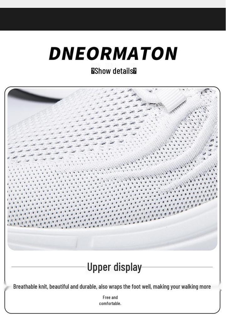 Men's Flyknit Height-Increasing Running Shoes - Breathable Mesh, Thick Sole, Low-Top, Spring/Summer Casual Sportswear.
