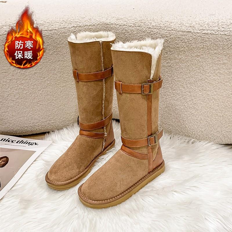 

Snow boots women s winter 2024 new plush thickened plush cotton shoes one-word buckle thick-soled fluffy shoes 40