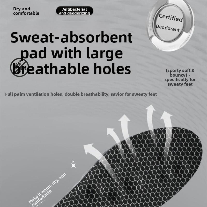 1Pair Graphene 4D PU Shoe Insoles, High‑Elastic Shock Absorbing Cloud Feel Cushion, Breathable Sweat Absorbing Odor Control
