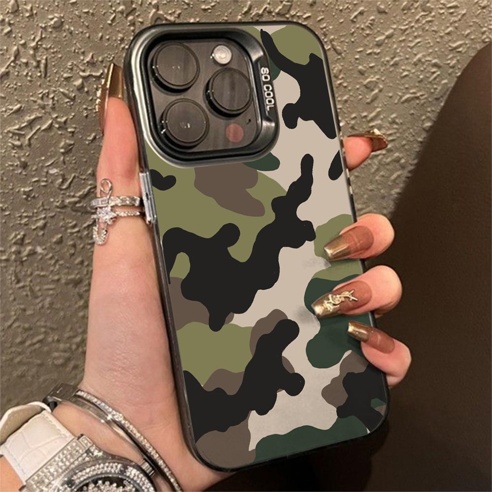 Print Camouflage Pattern Phone Case For iPhone 13 14 11 12 15 16 Pro Max Plus X XR XS Mini Colored Silver Protect IMD Hard Cover
