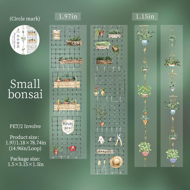 2Rolls/bag Tape Flower Garden Secret Realm Series Exquisite and Vine Fence Theme PET Stickers DIY Scrapbook Supplies Decoration