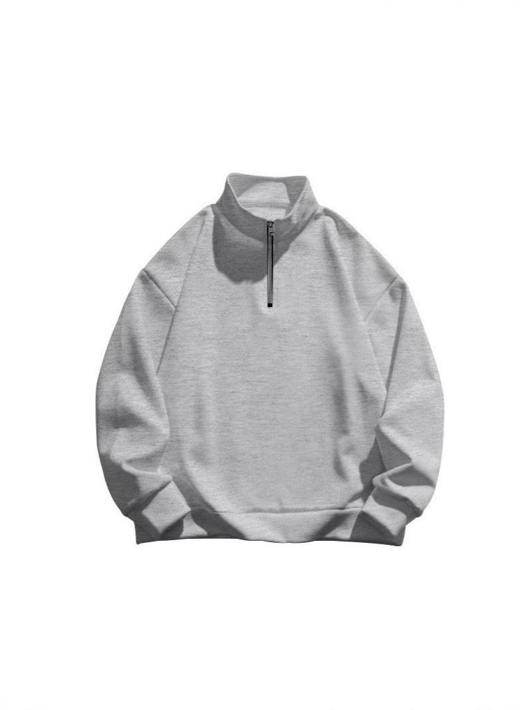 2025 Herren Stehkragen Halb-Zip Pullover Sweatshirt: Lässiger lockerer Schnitt für Frühling/Herbst