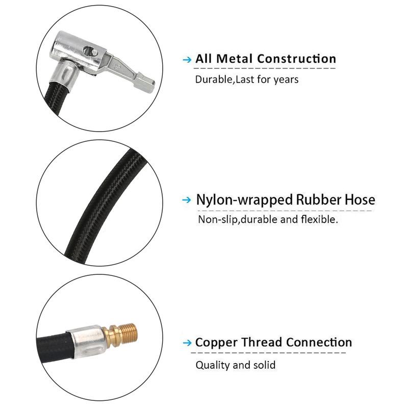 Bike Motorcycle Car Tire Air Inflator Hose Inflatable Tube Hose Tire Valve Connect Pipe Connection Air Chuck Inflator Pump