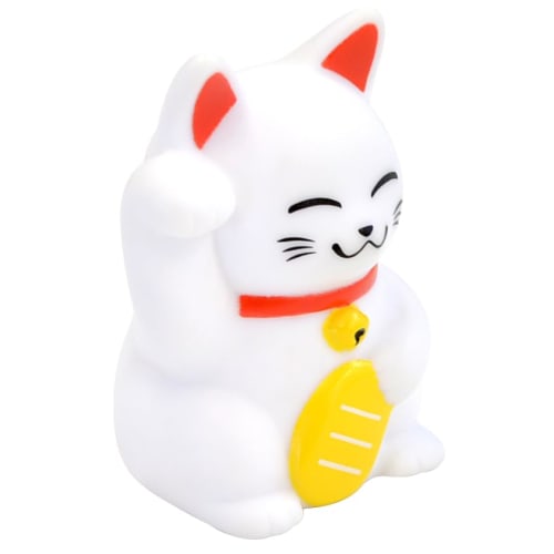 Mascot Toothbrush with Suction Cup, Maneki Neko, White