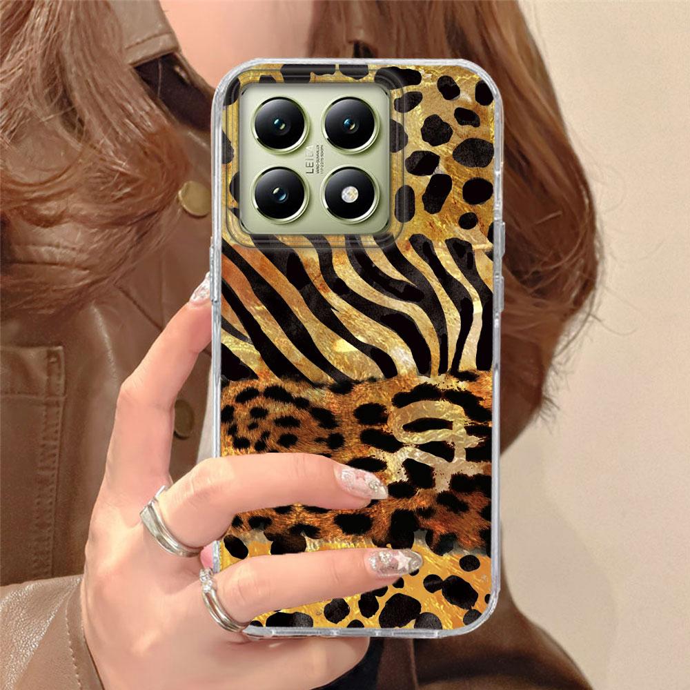 Phone Case for Xiaomi 14T 15T 13T Pro 11 Lite Poco X3 M5S M6 X6 X7 X5 Pro C65 Korean Four-colorful Leopard Pattern Couple Cover