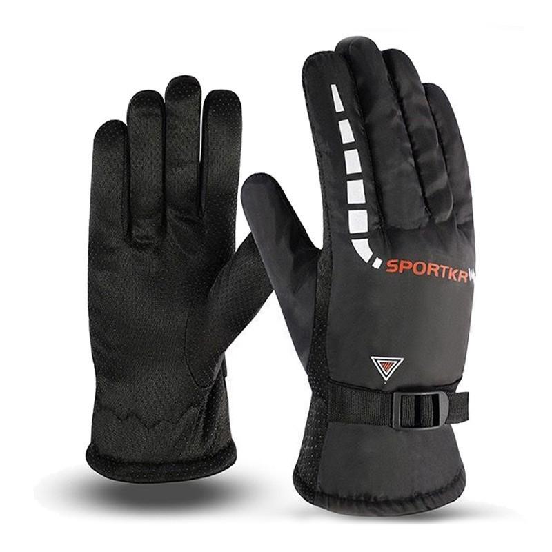 Winter Gloves Men's Triangular Cotton Warm Ski Motorcycle Electric Car Riding Fleece Thickened