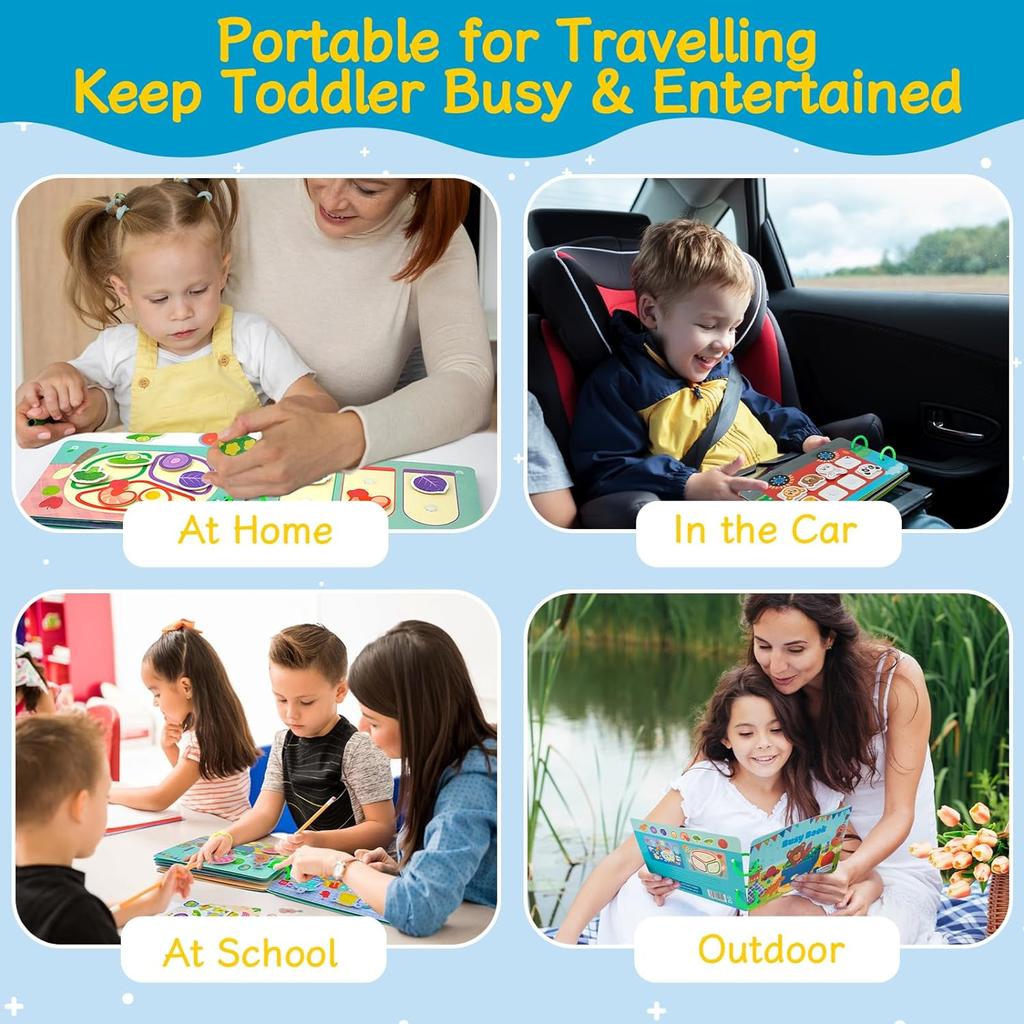 Montessori Busy Book for Toddlers, Preschool Learning Activities for Kids, Kindergarten Educational Toys for 3 Year Old