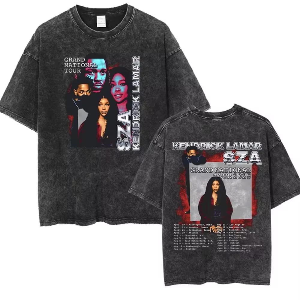 Kendrick Lamar They Not Like Us Tour 2026 Maglietta Merch da Uomo Vintage Lavata a Maniche Corte Materiale Traspirante Nessuna Sensazione di Soffocamento nella Calda Estate