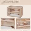 Gabbia per Hamster in Legno Topo Topi Roditore Piccoli Animali Gabbietta Esercizio Casa Giochi 60 x 35 x 42 cm, Finitura Legno Naturale