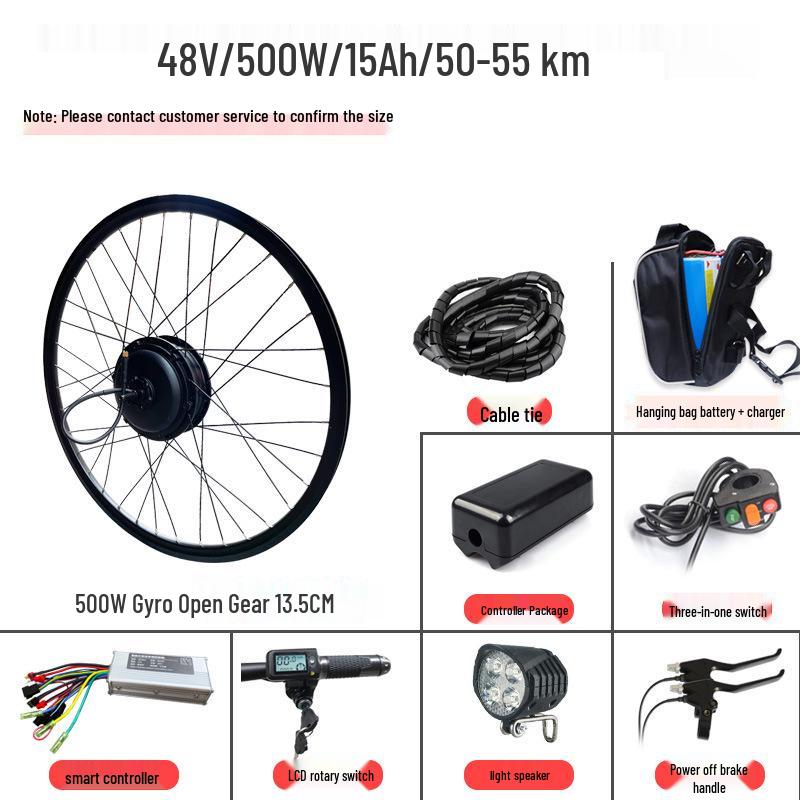 48V Electric Pedal Assist Mountain Bike Conversion Kit, 500W/750W Rear Drive, High-Speed Climbing Motor