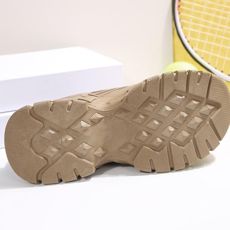 Fashion Retro Khaki Chunky Platform Sneakers Women 2025 Autumn Thick Bottom Breathable Mesh Sports Shoes Non Slip Woman's Hiking Shoes