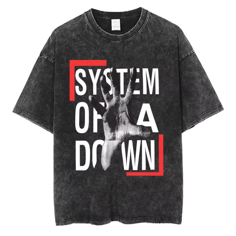 System of A Down Toxicity Album Graphic Washed Tshirt Unisex Women Rock Oversized T Shirts Unisex Vintage Alternative Metal Tshirts
