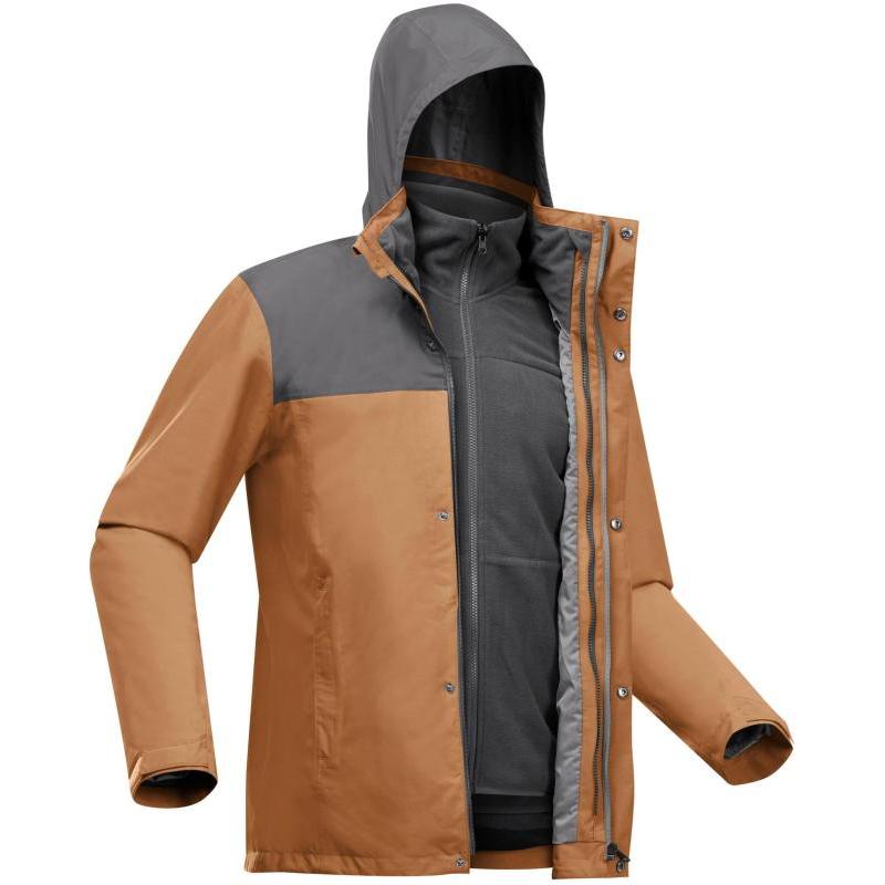 

DECATHLON FORCLAZ 0°C TRAVEL 100 Fleece 3-in-1 Mountain Hiking Waterproof Breathable Thermal Jacket Men s Dark Brown/Carbon Grey 2XL