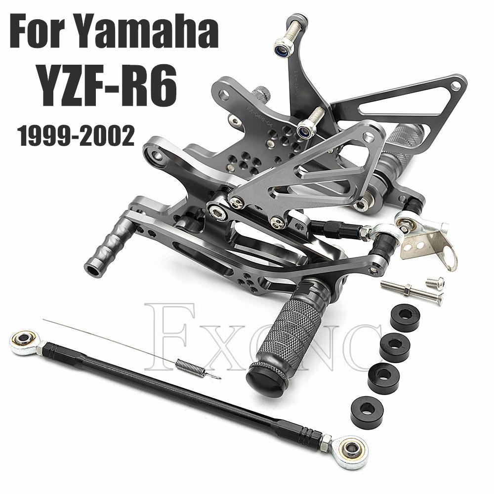 For Yamaha YZF R6 1999-2002 Adjustable Motorcycle Foot Peg Rearsets Footrest Foot Pegs Pedal Footpeg YZF-R6 1999 2000 2001 2002 синий