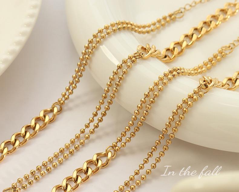 18K Gold Handmade Double Layer Rice Bead Bracelet for Women - European & American Style (E207)