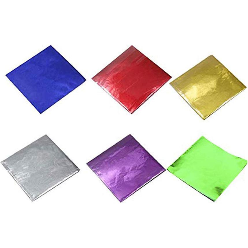 600 Pcs 6 Colors Chocolate Candy Wrappers Aluminium Foil Paper Wrapping Papers Square Sweets Lolly Paper Food Safety Candy Tin Foil Wrappers for