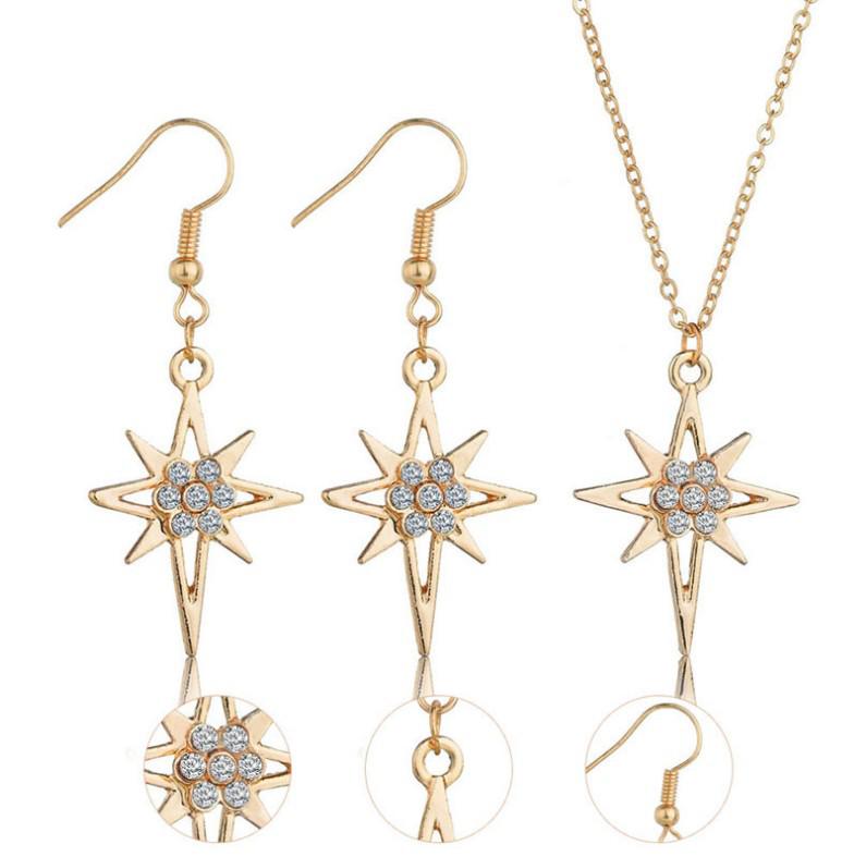 Starry Sky Rhinestone Necklace Set with Luxury Inlaid Design