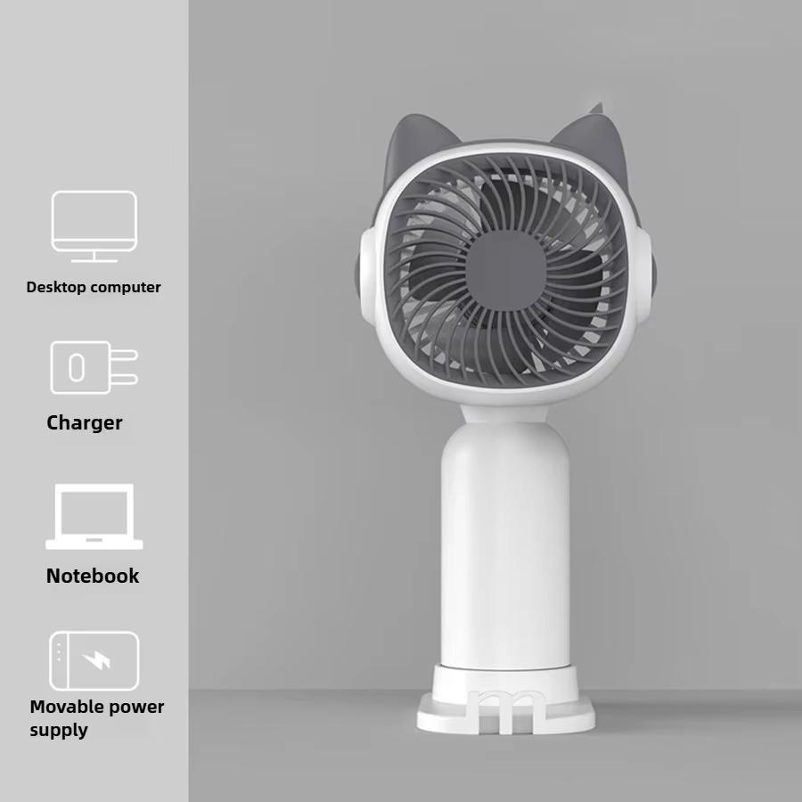 Süßer Cartoon USB-Ventilator Tragbarer Handventilator mit Handyhalterung