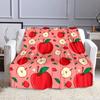 Red Apple Pattern on Pink Background Patterned flannel blanket perfect for the bedroom living room, sofa, or a little nap