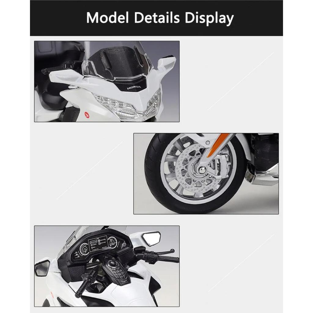 WELLY 1/12 HONDA 2020 Gold Wing Alloy Motorcycle Model Diecast Metal Toy Travel Street Motorcycle Model Collection Children Gift
