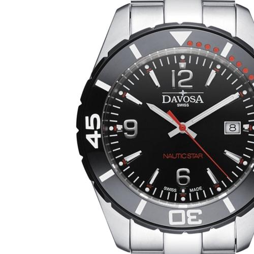 Davosa Nautic Star Swiss-made Watch, 10 ATM Water Resistant, Silver, Model 163.472.65, for Men