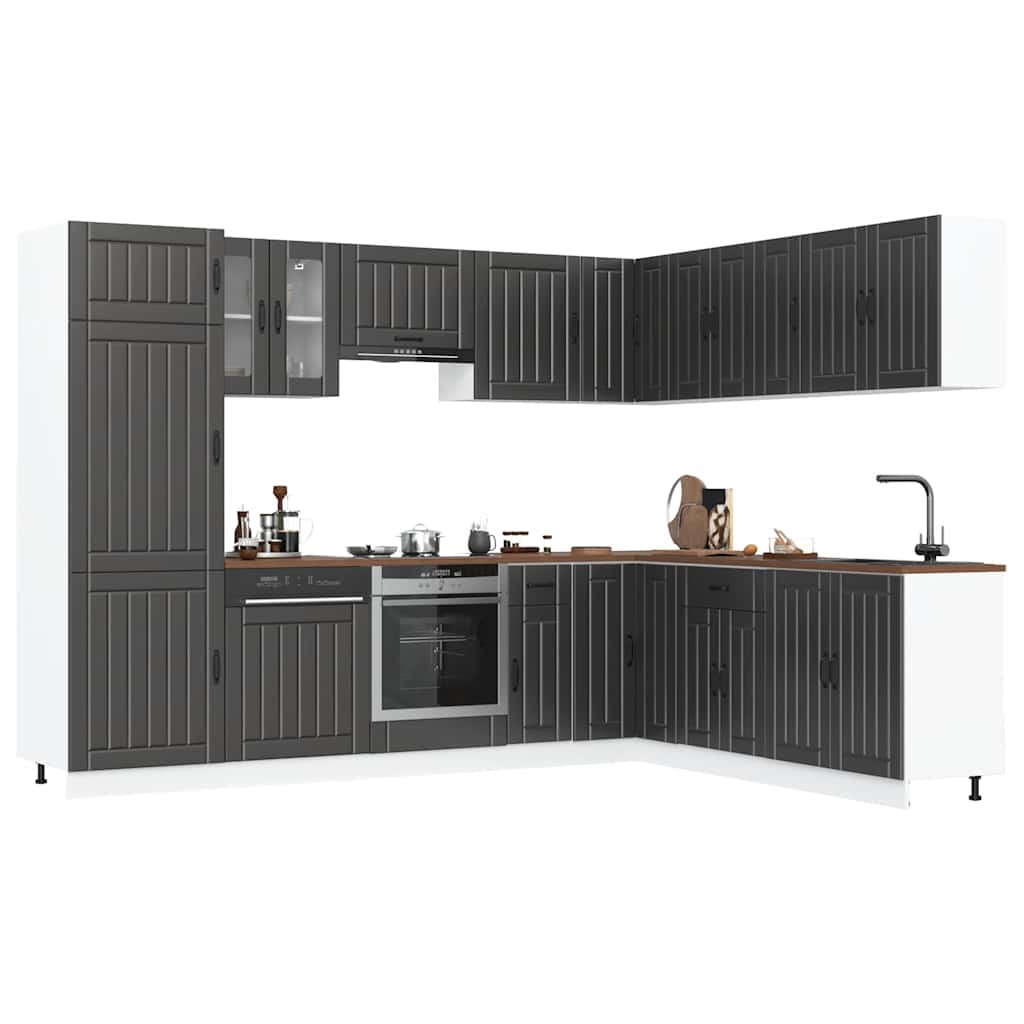 14 Piece Kitchen Cabinet Set Lucca Black Wood Based Material