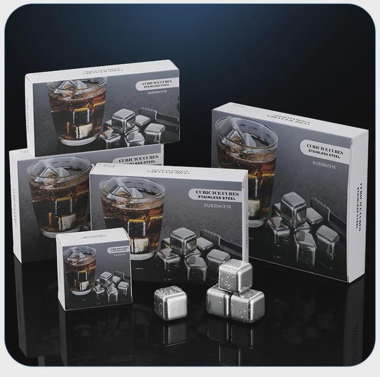 Stainless Steel Ice Cube Gift Set for Whiskey, Wine, and Beer