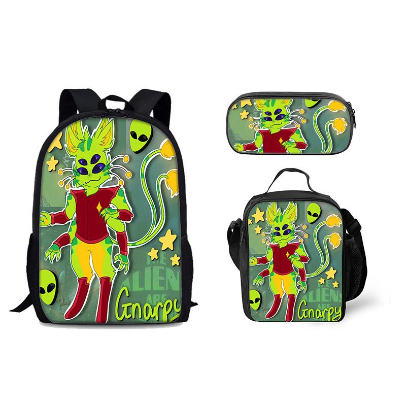 Regretevator Gnarpy Schooltas Rugzak Lunchtas Etui Set Cadeau voor Kinderen Studenten