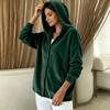 Women's Color Hooded Long Sleeve Cardigan with Buttoned Pockets Loose Fit Casual