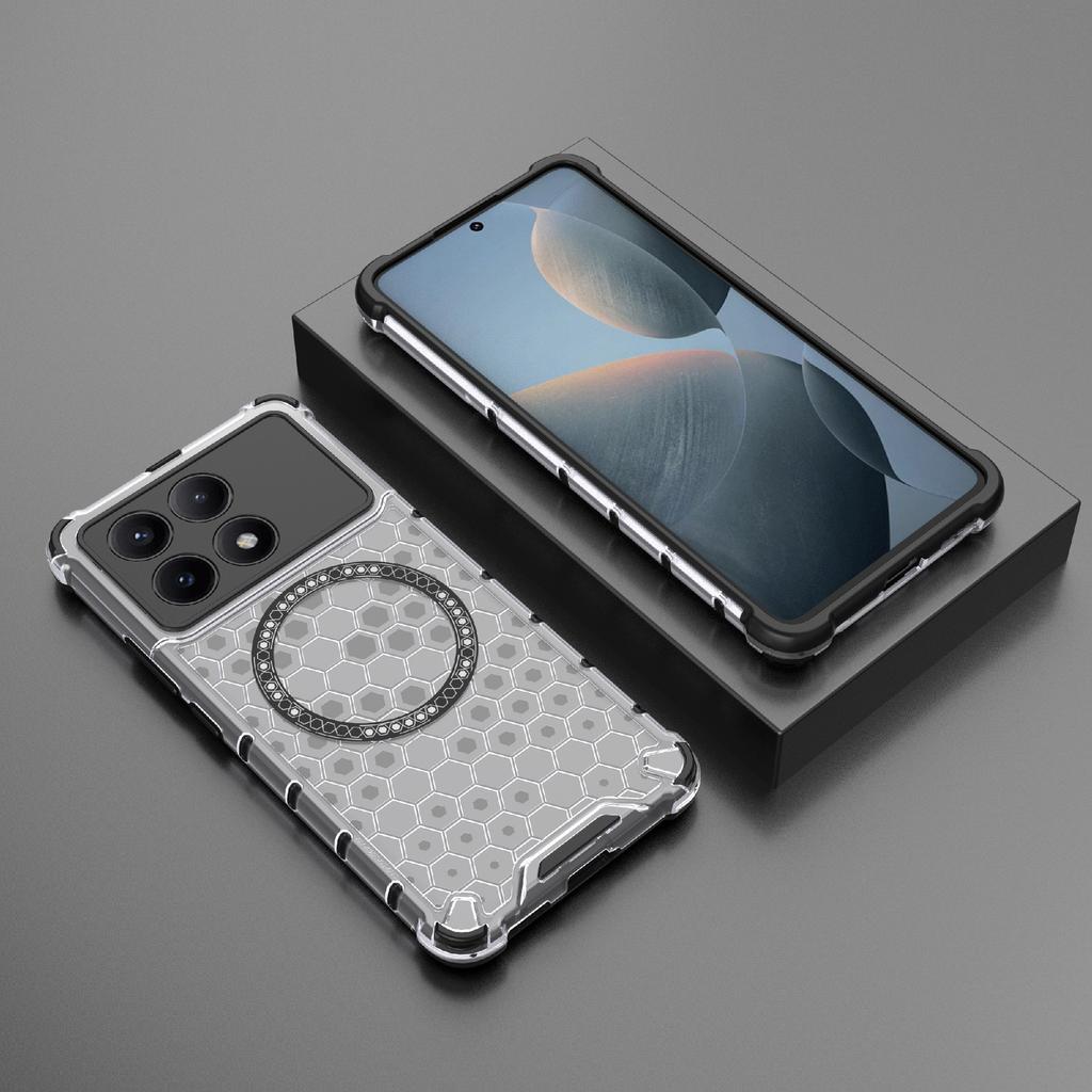 For Xiaomi Redmi K70E 5G/Poco X6 Pro 5G Magnetic Phone Case Honeycomb TPU+PC Back Cover