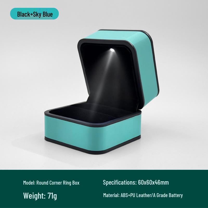 Creative LED Light Jewelry Ring Box with Illuminated Display